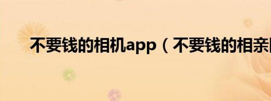 不要钱的相机app（不要钱的相亲网）