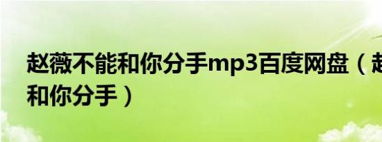 赵薇不能和你分手mp3百度网盘（赵薇不能和你分手）