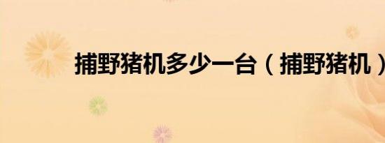 捕野猪机多少一台（捕野猪机）