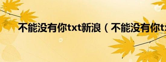 不能没有你txt新浪（不能没有你txt）