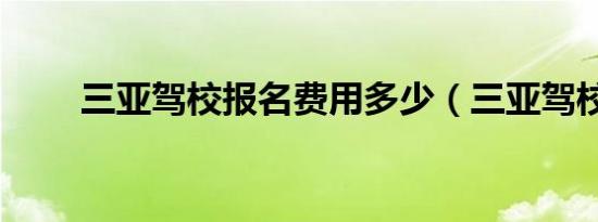 三亚驾校报名费用多少（三亚驾校）