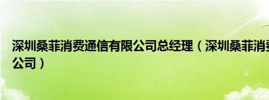 深圳桑菲消费通信有限公司总经理（深圳桑菲消费通信有限公司）