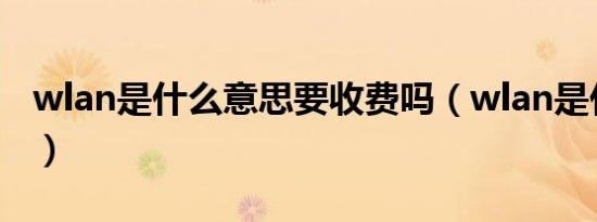 wlan是什么意思要收费吗（wlan是什么网络）