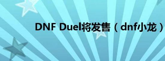 DNF Duel将发售（dnf小龙）