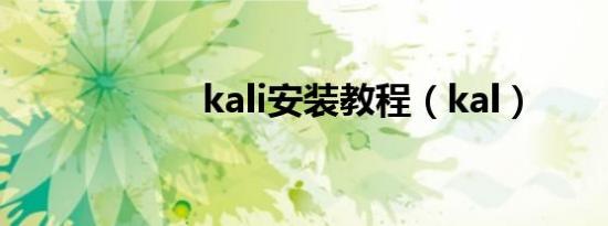 kali安装教程（kal）