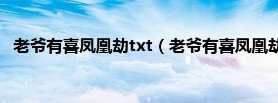 老爷有喜凤凰劫txt（老爷有喜凤凰劫txt）