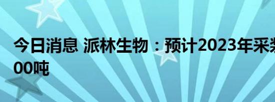 今日消息 派林生物：预计2023年采浆量超1000吨