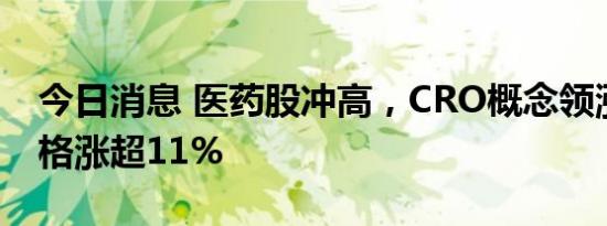 今日消息 医药股冲高，CRO概念领涨，诺思格涨超11%