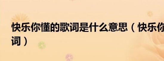 快乐你懂的歌词是什么意思（快乐你懂的 歌词）