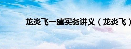 龙炎飞一建实务讲义（龙炎飞）