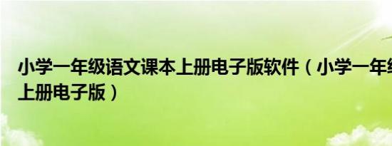 小学一年级语文课本上册电子版软件（小学一年级语文课本上册电子版）