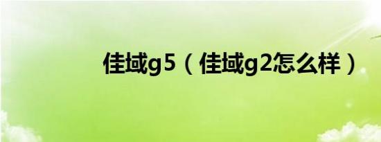 佳域g5（佳域g2怎么样）