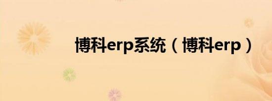 博科erp系统（博科erp）