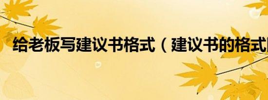 给老板写建议书格式（建议书的格式图片）