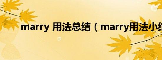 marry 用法总结（marry用法小结）