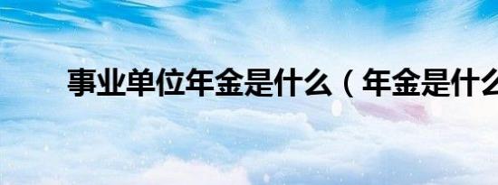 事业单位年金是什么（年金是什么）