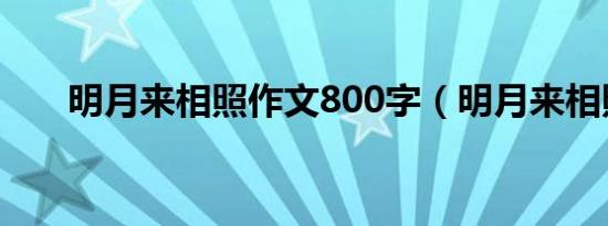 明月来相照作文800字（明月来相照）