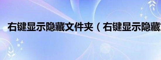 右键显示隐藏文件夹（右键显示隐藏文件）