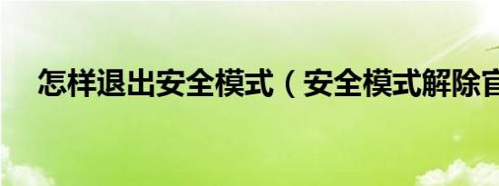 怎样退出安全模式（安全模式解除官网）