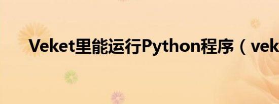 Veket里能运行Python程序（veket）