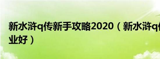 新水浒q传新手攻略2020（新水浒q传什么职业好）