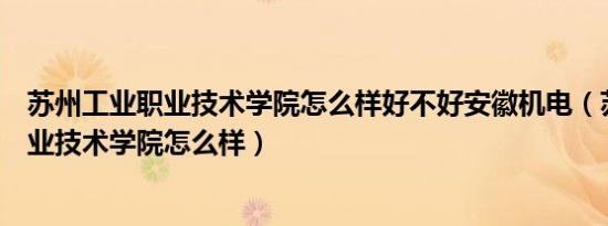 苏州工业职业技术学院怎么样好不好安徽机电（苏州工业职业技术学院怎么样）