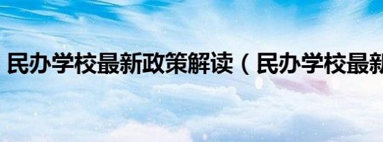 民办学校最新政策解读（民办学校最新政策）