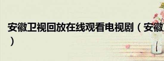 安徽卫视回放在线观看电视剧（安徽卫视回放）