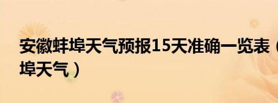 安徽蚌埠天气预报15天准确一览表（安徽蚌埠天气）