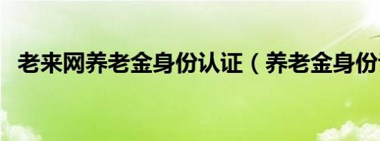 老来网养老金身份认证（养老金身份认证）