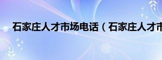 石家庄人才市场电话（石家庄人才市场）