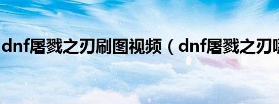 dnf屠戮之刃刷图视频（dnf屠戮之刃哪里爆）