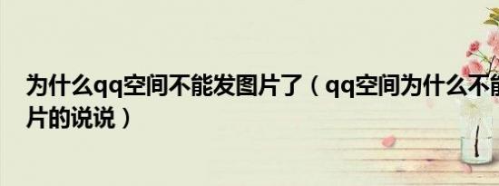 为什么qq空间不能发图片了（qq空间为什么不能发表带图片的说说）