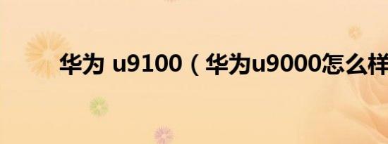 华为 u9100（华为u9000怎么样）