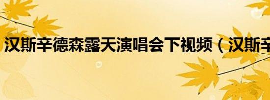 汉斯辛德森露天演唱会下视频（汉斯辛德森）