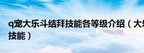 q宠大乐斗结拜技能各等级介绍（大乐斗结拜技能）