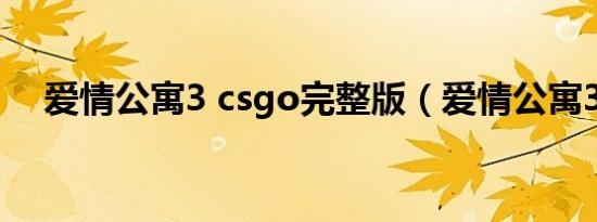 爱情公寓3 csgo完整版（爱情公寓3 cs）