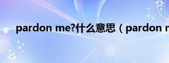 pardon me?什么意思（pardon me）