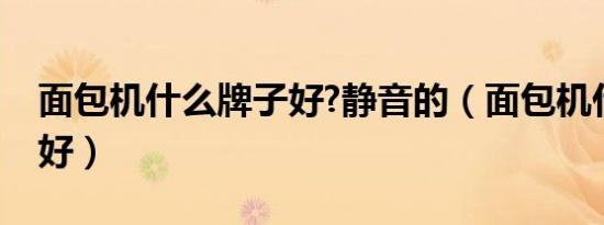 面包机什么牌子好?静音的（面包机什么牌子好）