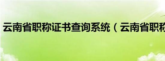 云南省职称证书查询系统（云南省职称查询）