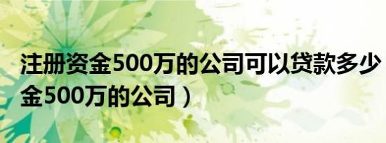 注册资金500万的公司可以贷款多少（注册资金500万的公司）