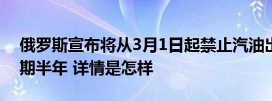 俄罗斯宣布将从3月1日起禁止汽油出口，为期半年 详情是怎样