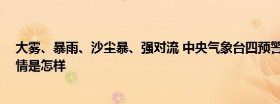 大雾、暴雨、沙尘暴、强对流 中央气象台四预警齐发！ 详情是怎样