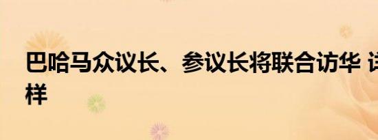 巴哈马众议长、参议长将联合访华 详情是怎样