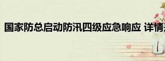 国家防总启动防汛四级应急响应 详情是怎样