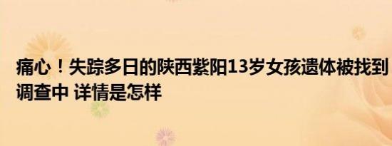 痛心！失踪多日的陕西紫阳13岁女孩遗体被找到，死因正在调查中 详情是怎样