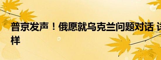 普京发声！俄愿就乌克兰问题对话 详情是怎样