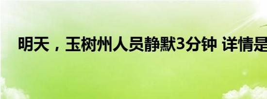 明天，玉树州人员静默3分钟 详情是怎样