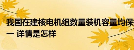 我国在建核电机组数量装机容量均保持世界第一 详情是怎样