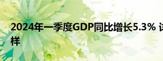 2024年一季度GDP同比增长5.3% 详情是怎样